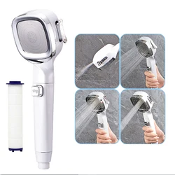 Eco - Friendly High - Pressure Adjustable Shower Head with Water - Saving and Massage Features (White with Filter)