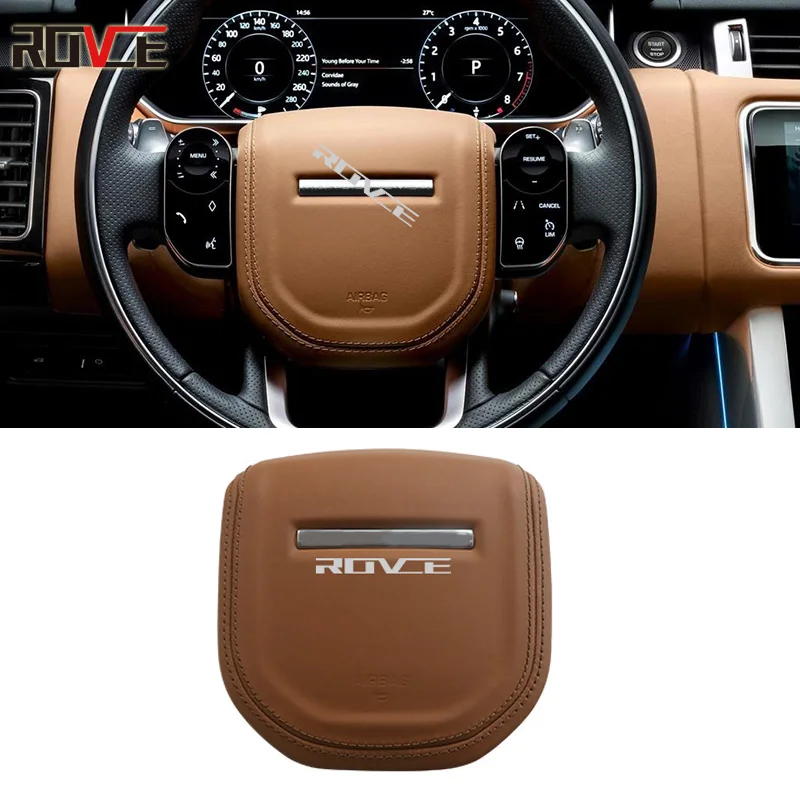 ROVCE For Land Rover Genuine Leather Airbag Cover Steering Wheel Horn Cover For Range Rover Vogue/Sport /Discovery Sport /Evoque