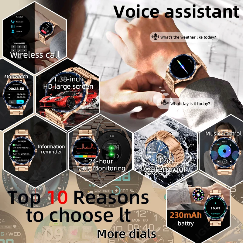 LIGE Smart Watch Full Touch Screen Man Women IP68 Waterproof Bluetooth Call Watches Sports Fitness Health Monitor Men Smartwatch