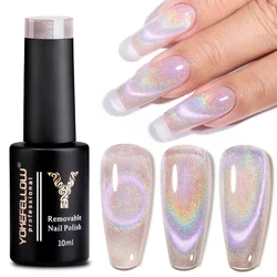 YOKEFELLOW 2024 Dreamland Dual Gloss Cat Eye Gel Nail Polish - 10ml Soak Off Magnetic UV Gel Varnish (RC02 Rainbow)