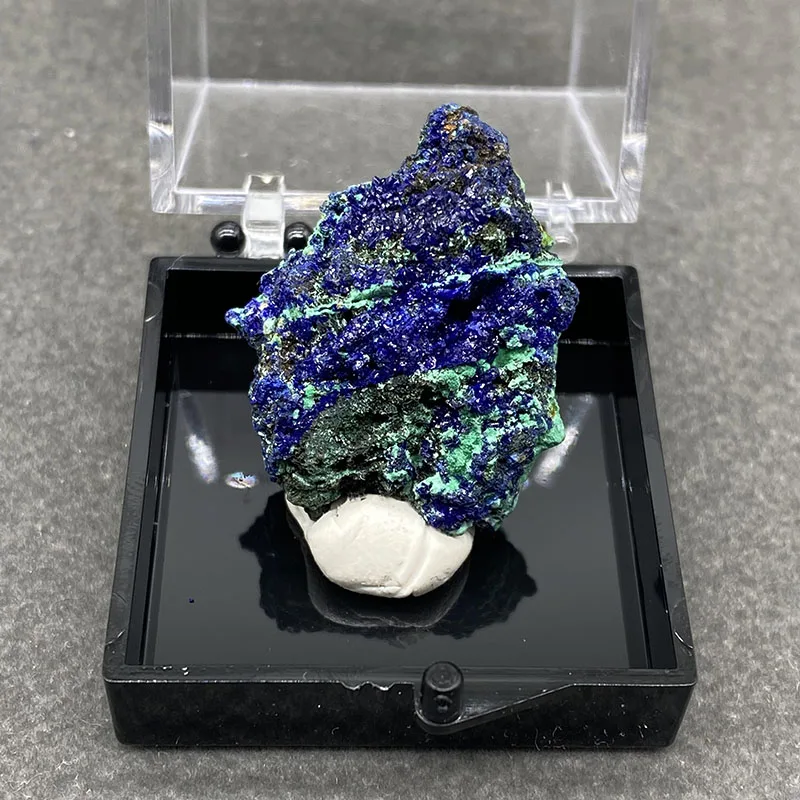 100% natural azurite and malachite symbiotic raw stone mineral specimen healing crystal gem collection+ Box size:35*35*35mm