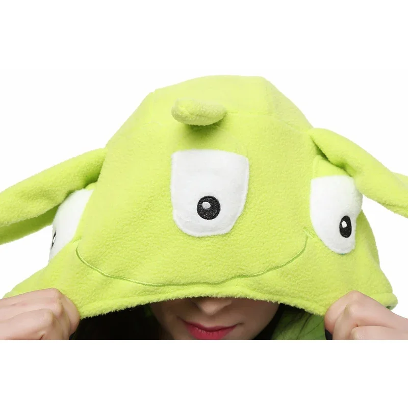 Anime Pajamas Cartoon Alien Kigurumi Fleece Long Sleeves Hooded Pyjamas Adult Boy Onesie Homewear Monster Jumpsuit Festival Gift