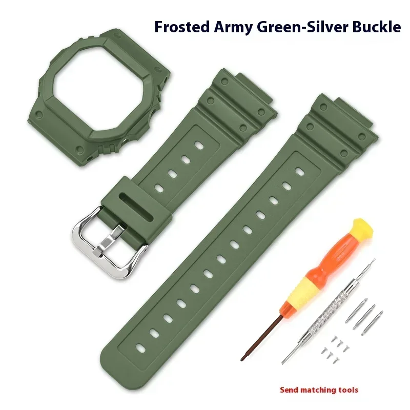 Stylish Resin Rubber Band Watch Case with Protective Bezel and Replaceable Strap
