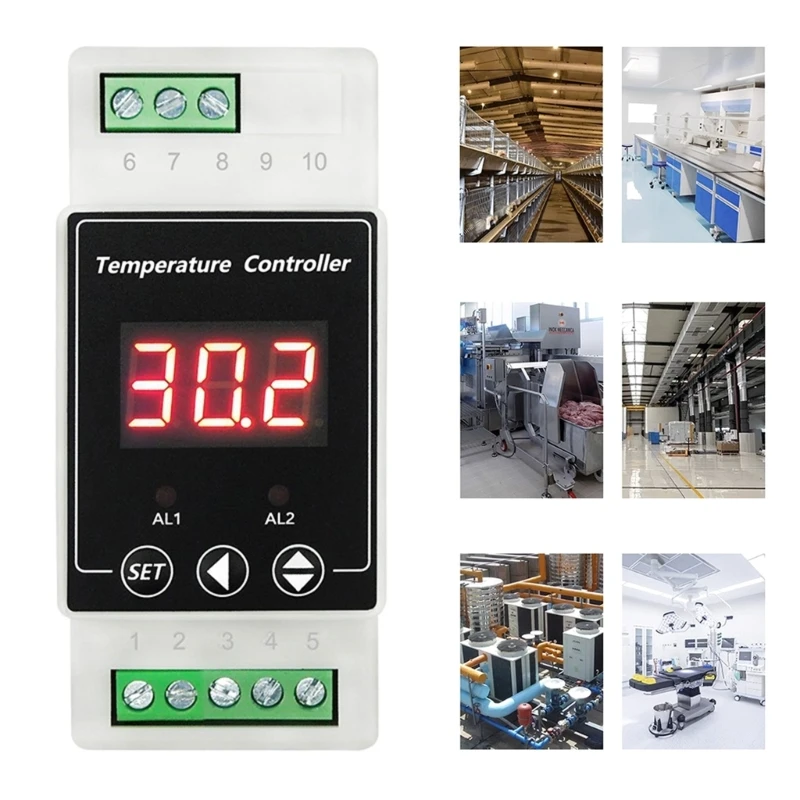 

Upgraded Rail Mount Temperature Controller Adjusatble Temp Control System Heating Cooling Function for Food Industries