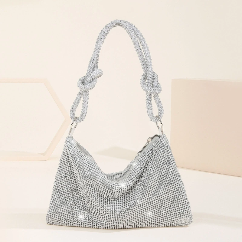 

Exquisite Shiny Hobo Bag for Rhinestone Underarm Bag Evening Bag Sparkling Shoulder Bag Handbag for Daughters Mothers