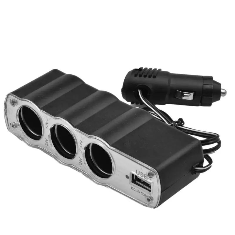 

Car Charger Extender Auto 3-way Charger Adapter PD 3 Socket Cigarette Lighter Splitter 2USB Charging Port And 3Cigarette Lighter