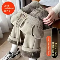 Ultra-Thick Fleece-Lined Wide Leg Pants Women's Casual Straight Cut High-Rise Autumn Winter New Style Northeast INS Loose Fit