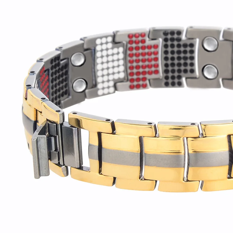 OKtrendy Men's 100% Pure Titanium Magnetic Bracelet For Women 4in1 Magnets Negative Ions Germanium Health Bracelets Wristband