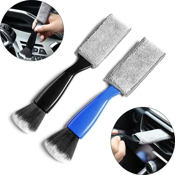 Presa d'aria per aria condizionata per auto su due lati Condizionatore d'aria per auto Spazzola per spolverino per sporco Strumento per la pulizia della spazzola per auto in plastica