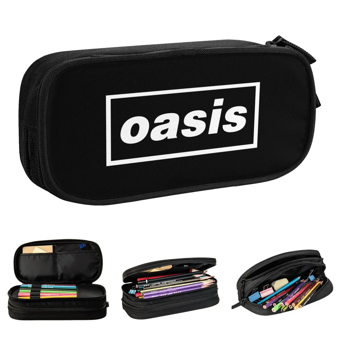 O-Oasis Rock Band Pencil Case Music Albums Pencilcases Pen for Student Large Storage Bags School Supplies Gifts Stationery