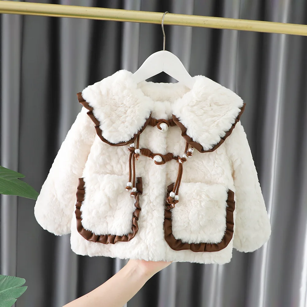 Kids Jackets Winter Coat Child Warm Coat Toddler Outwear Big Collar Fashion Fleece Thick Infant Toddler Girl Clothes 1-5Y Baby Girls Coat Winter Jacket
