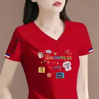 Loose V-Ne ort Sve T-irt Women's Regular Fit Summer Casual Cotton Top Mom Sle Large Size Faionable Versatile