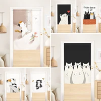 Japanese Cartoon Cat Door Curtain Noren Kitchen Living Room Partition Bookcase Shoe Cabinet Dust Cover Curtain Hanging Opaque 1
