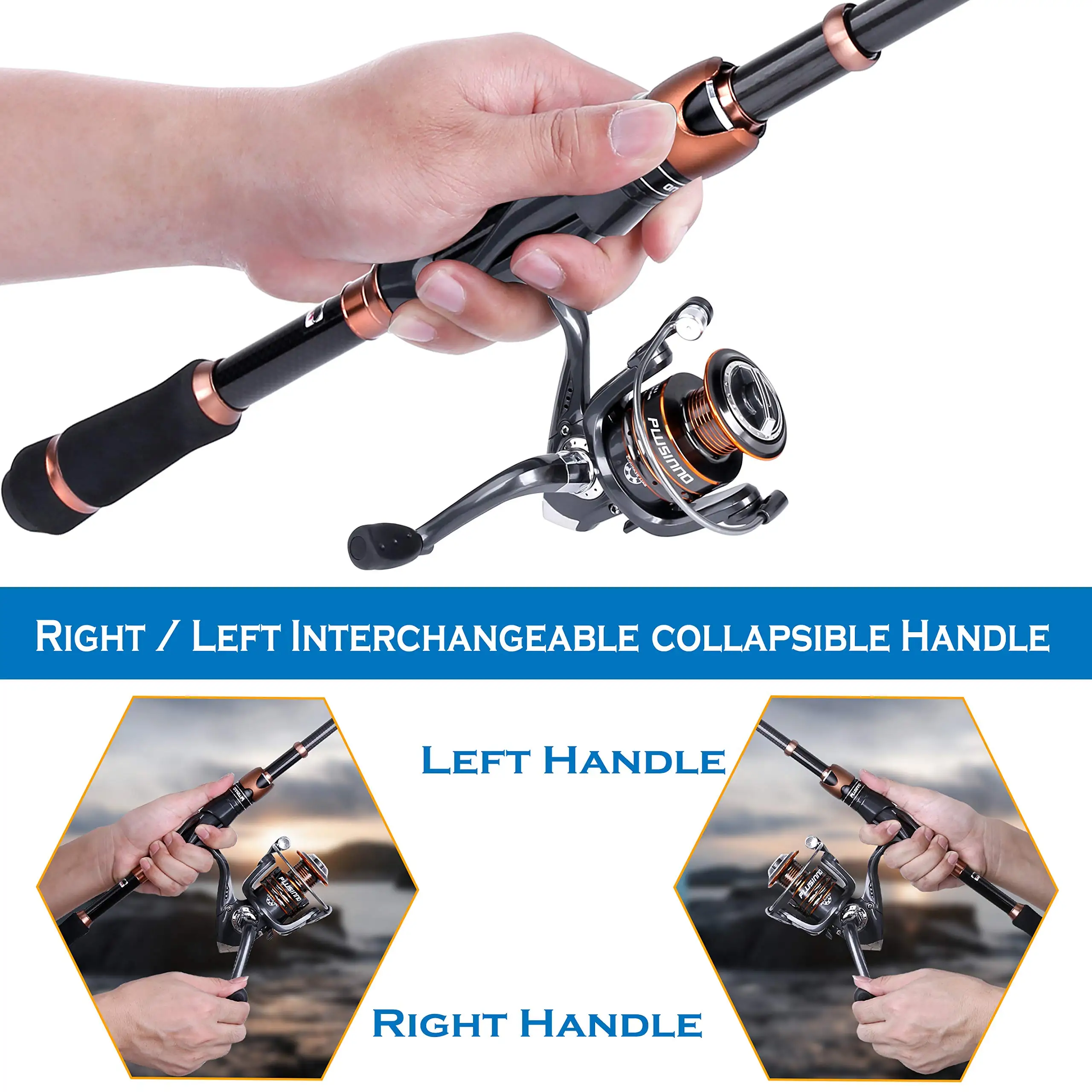 PLUSINNO Fishing Rod and Reel Combos,Bronze Warrior Toray 24-Ton