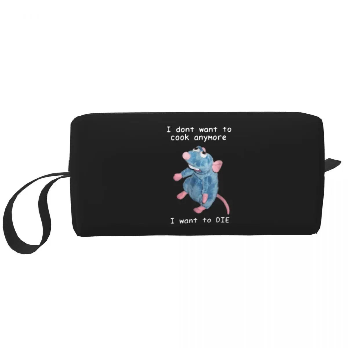 

I Dont Want To Cook Anymore I Want To Die Cosmetic Bag for Women Makeup Bags Cute Mouse Travel Zipper Toiletry Bag Organizer