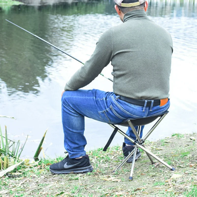 Portable Stainless Steel Folding Outdoor Telescopic Stool Camping Fishing Stool Telescopic Chair Easy to Fold Load Bearing 150kg