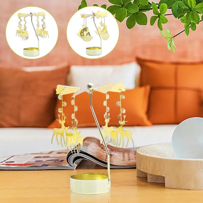 

Rotary Candle Holder Carousel Candle Tea Light Holder Table Rotating Transfer Windmill Decoration Home Elegance Candle Holder