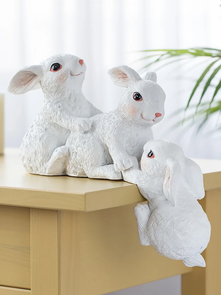 

Creative Rabbits Ornaments Home Decorations Simple Resin Crafts Desktop Easter Bunny Knickknacks