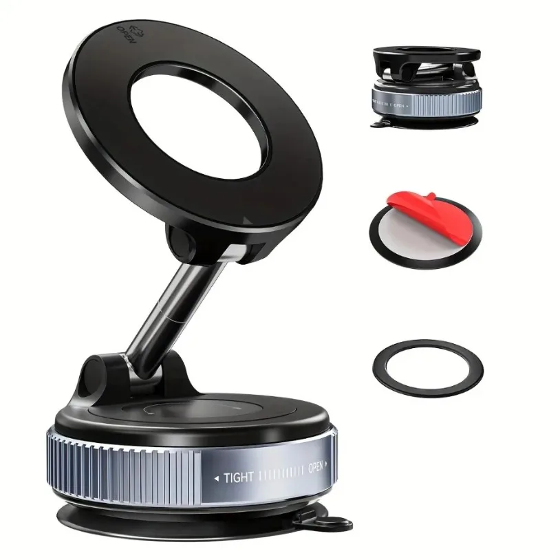 Super Strong Magnetic N52 Car Phone Holder 360° Rotation Vacuum Suction Cup For iPhone 12-16 Series Car/Gym/Driving Phone Holder