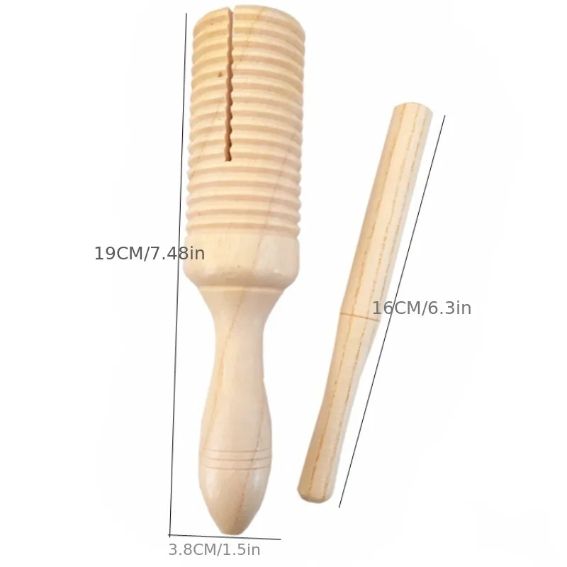 Kids Musical Toys 1pc Wooden Sound Tube Croak Frog Barrel Small Single-threaded Ring Percussion Cylinder