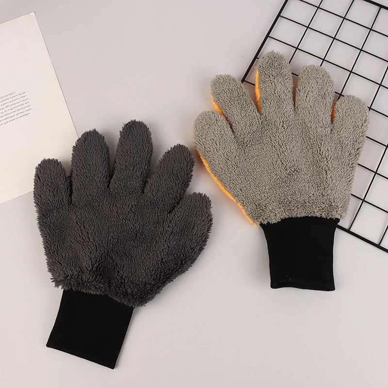5-Finger Car Washing Glove Double-Faced Microfiber Auto Cleaning Mitt Scratch-Free Soft Car Care Detailing Wash Gloves