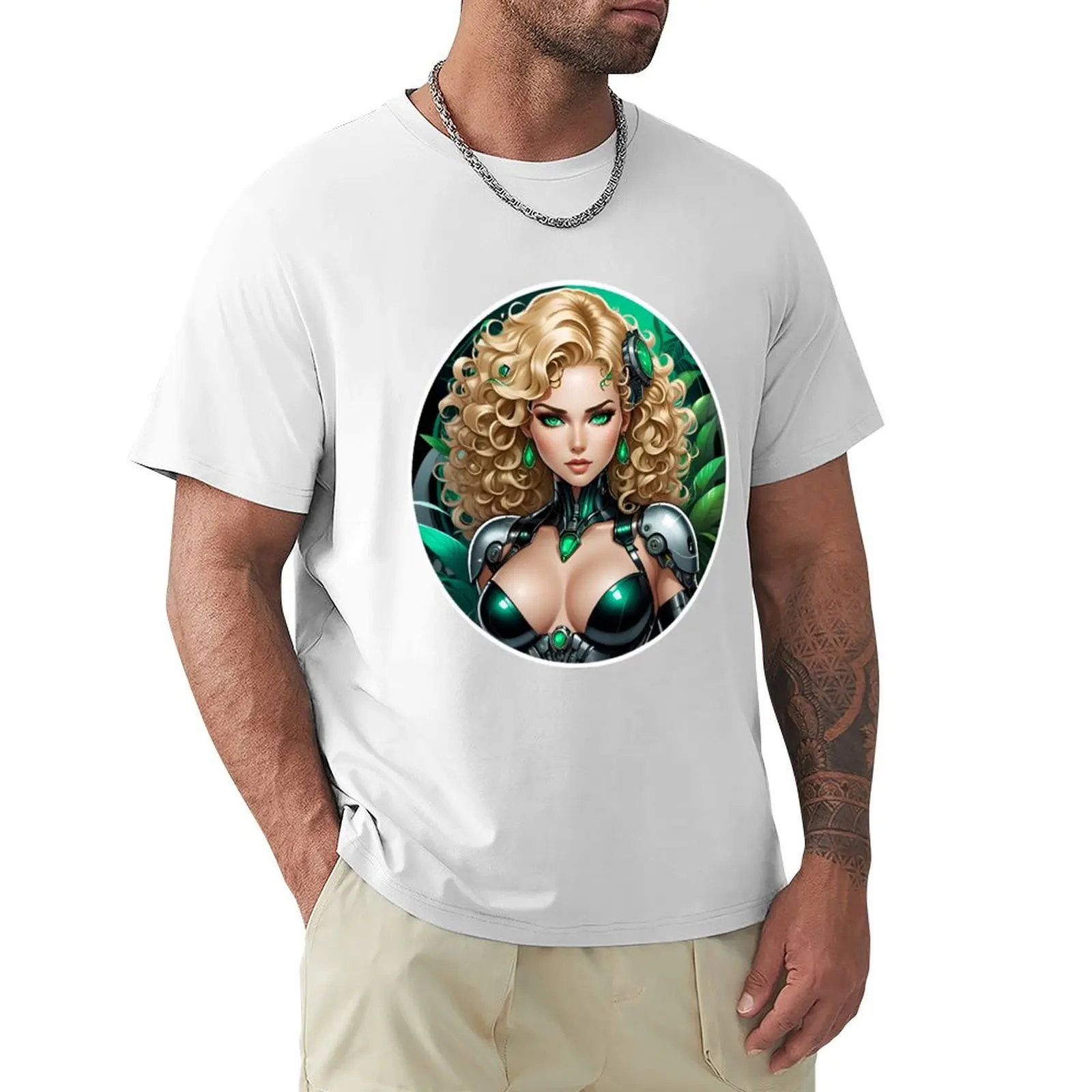 

Cute Sexy Blonde Anime Cyborg Girl T-shirt anime clothes plus size tops funnys boys animal print Men's t-shirts