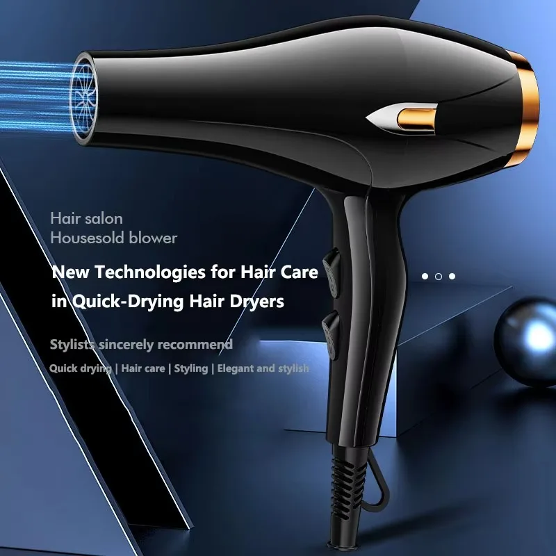 New Quick-drying Hair Dryer 1200W Constant Temperature Hair Care 6-speed Hot and Cold Wind Low Noice Salon Home Hotel Hairdress