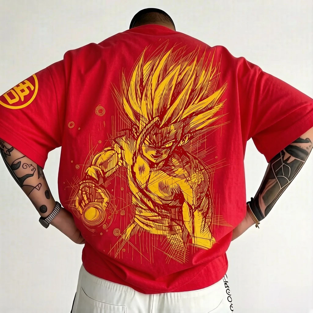 anime graphic print t-shirt red color anime graphic print t-shirt red color