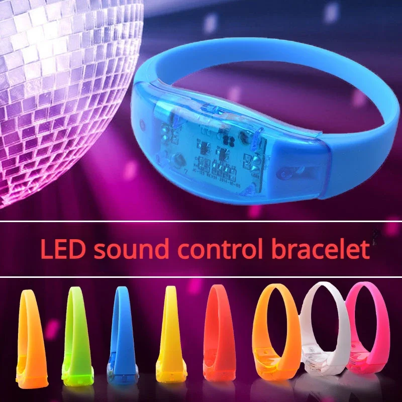 Description Picture 4 of item6pcs Led Sound Control Bracelet Flashing Bracelet Wristband Vibration Control Bracelet Glow in The Dark Wedding Party Supplies