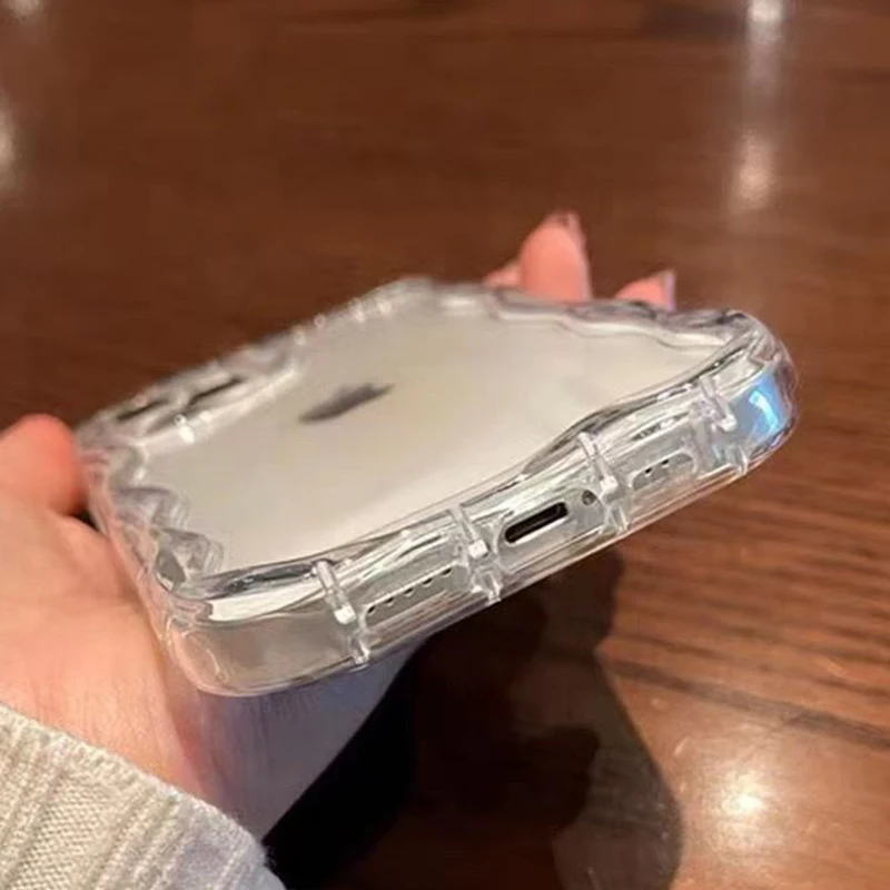 Luxury Clear Wavy TPU Phone Case Silicone Cover