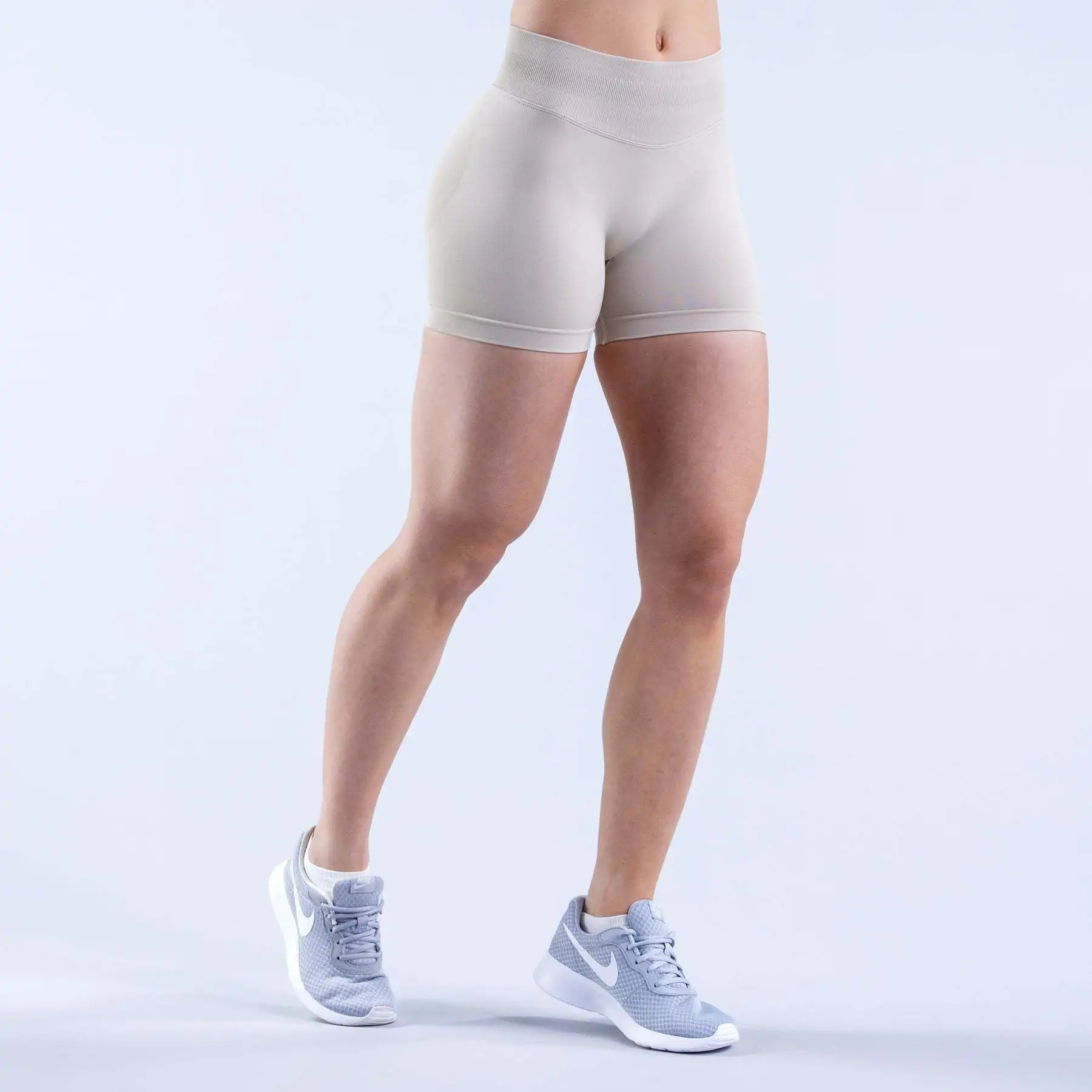 Damen-Yogahose mit niedrigem Bund, Dreiviertellange Shorts, Bauchkontrolle, Workout-Leggings, Fitness, Laufen, Nahtlose Tights – Detail 9