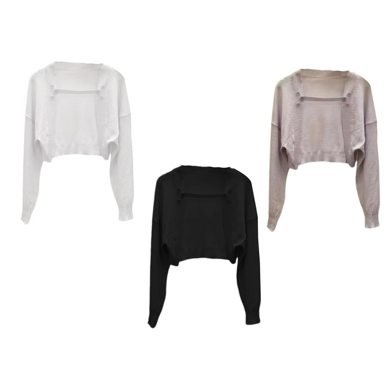 

Plain Solid Color Knit Coat Women Lightweight Long Sleeve Open Front Cardigan