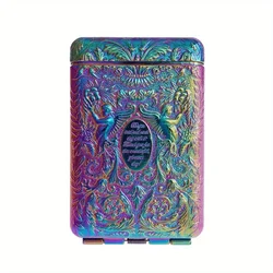 Vintage Hand - Carved Metal Cigarette Case & Portable Tobacco Holder Box (Colorful)