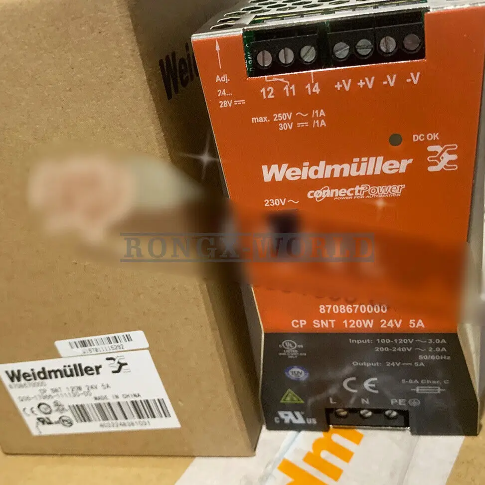 

Новый блок питания ONE Weidmuller 8708670000 CP SNT 120 Вт 24 В 5 А