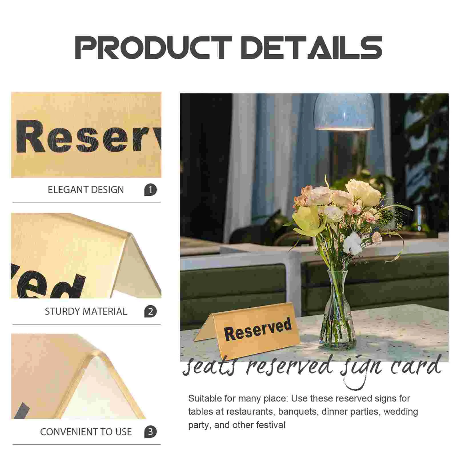 Reserved Table Signs for Wedding Bar Multipurpose Restaurant Stainless Steel Card Banquet Dining Room
