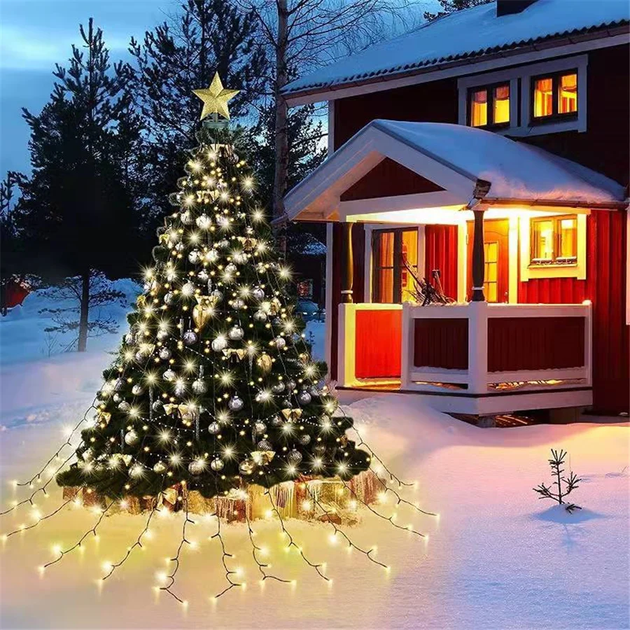 thumbnail image 1 of Guirnalda de luces LED para decoración de árbol de Navidad, 8 modos, impermeable, con forma de anillo, para exteriores, 280/400 LED, para fiestas, bodas y jardines, 1 of 4