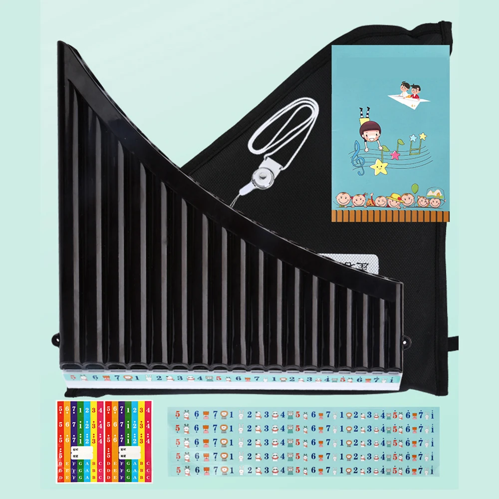 18 Pipes Pan Flute C Key Panpipes Pan Pipes with Mouthpiece Wind Instrument for Students Beginners with Carrying Bag