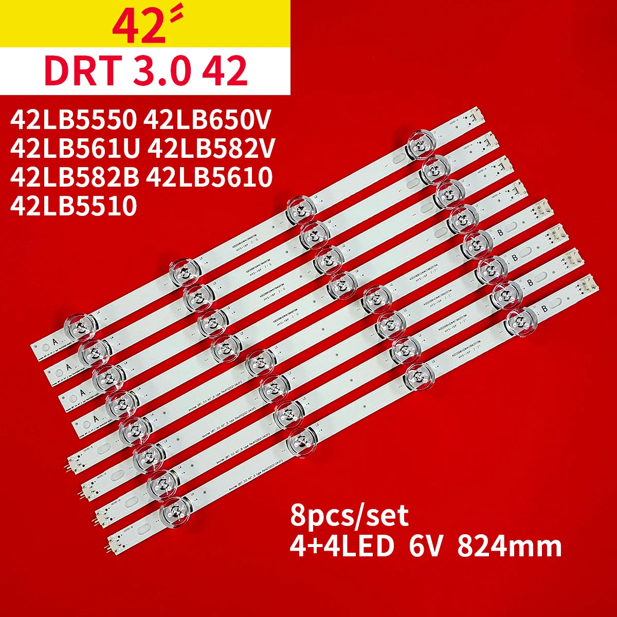 

8Pcs LED Backlight Strip for LG DRT 3.0 42 42LB5550 42LB650V 42LB561U 42LB582V 42LB582B 42LB5610 42LB5510 42LB5800 42LB5700