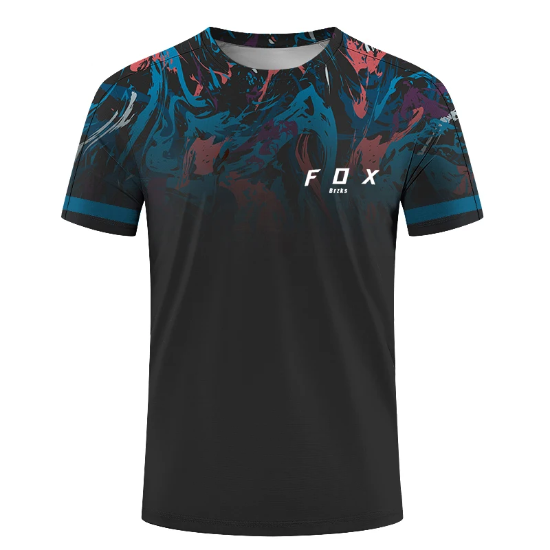 

Foxbrzks 2024 Motocross T-Shirt Man Cycling Jersey Short Sleeve Enduro MTB Downhill Mountain Bike Maillot Ciclismo Quick Drying