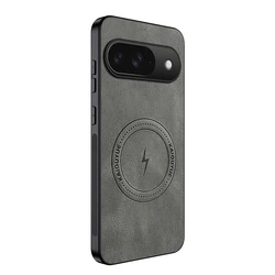 Vintage Business Phone Case Cover in Premium Sheepskin Leather with Magnetic Closure for Google Pixel 9 Pro (Grey)