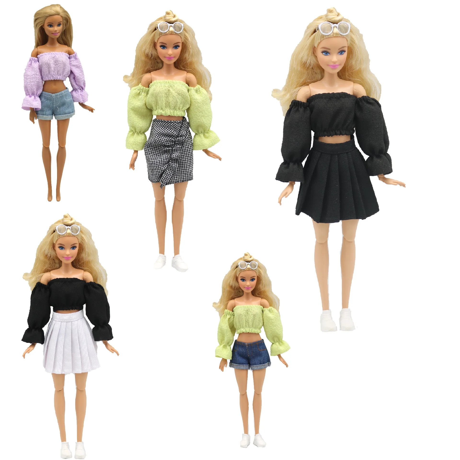 Barbie Doll Clothes Outfits Clothes top pant skirt for Barbie Princess Doll Clothing for 1/6 BJD Dolls House Girl Gift doll accessories red black barbie doll clothes,doll clothes,doll accessories