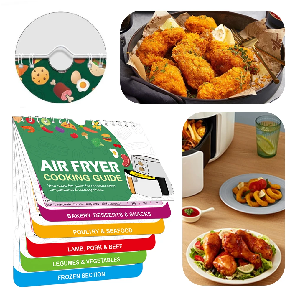 Air Fryer Magnetic Cheat Sheet Quick and Easy Cooking Time Temp Guide for Beginners and Advanced Users