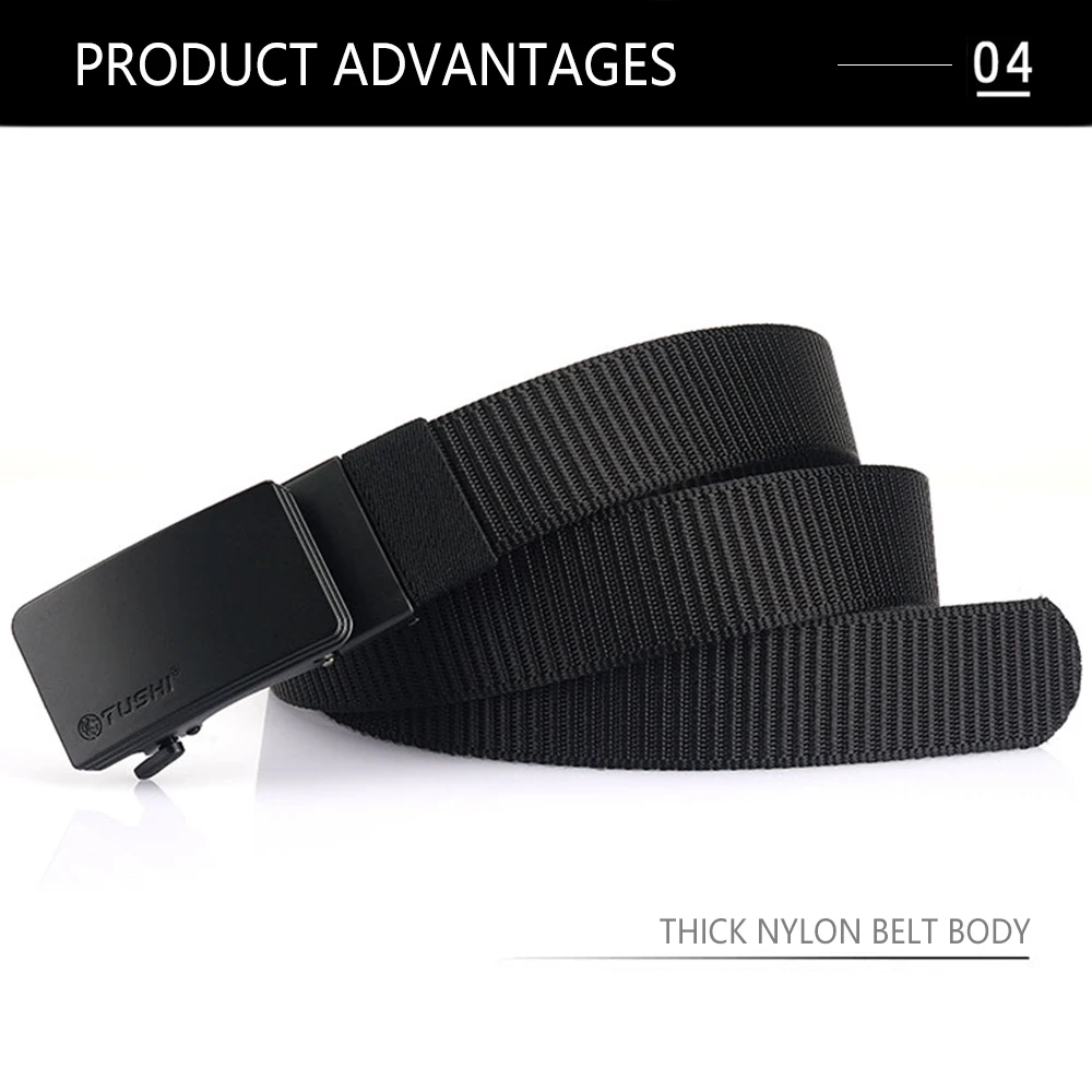 Tushi neue Nylon Gürtel Metall automatische Schnalle hochwertige Herren Jeans Ledergürtel Business Arbeit Outdoor taktischen Gürtel für Männer – Detail 9