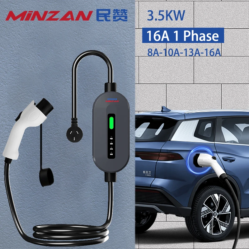 Caricabatteria Per Auto Elettrica Minzantipo 2 Cavo Di Ricarica Ev 3.5Kw Tipo 2 Iec62196-2 Stazione Di Ricarica Ev Wallbox Evse