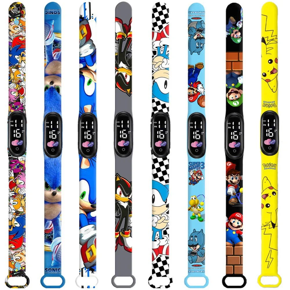 Pokemon Sonic Cartoon Per Bambini Amy Rose Anime Character Bracciale Watch Led Touch Orologio Impermeabile Regali Sportivi Giocattoli Di Natale