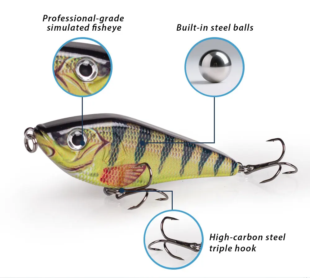 Hanlin 80 mm/15,5 g langsam sinkende Glide Jerkbait Wobbler Angelköder Moschus Hecht Bass Köder Hecht Pesca Hartköder Tackle – Detail 4