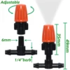 25pcs Misting Cooling Adjustable Nozzles w/ 1/4'' Tee for Drip Irrigation Garden Watering System Kit Flower Bonsai Greenhouse 3