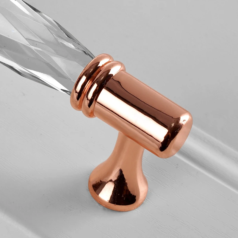 30-128mm European simple wardrobe door pull cabinet drawer wine cabinet brass crystal glass door furniture handle