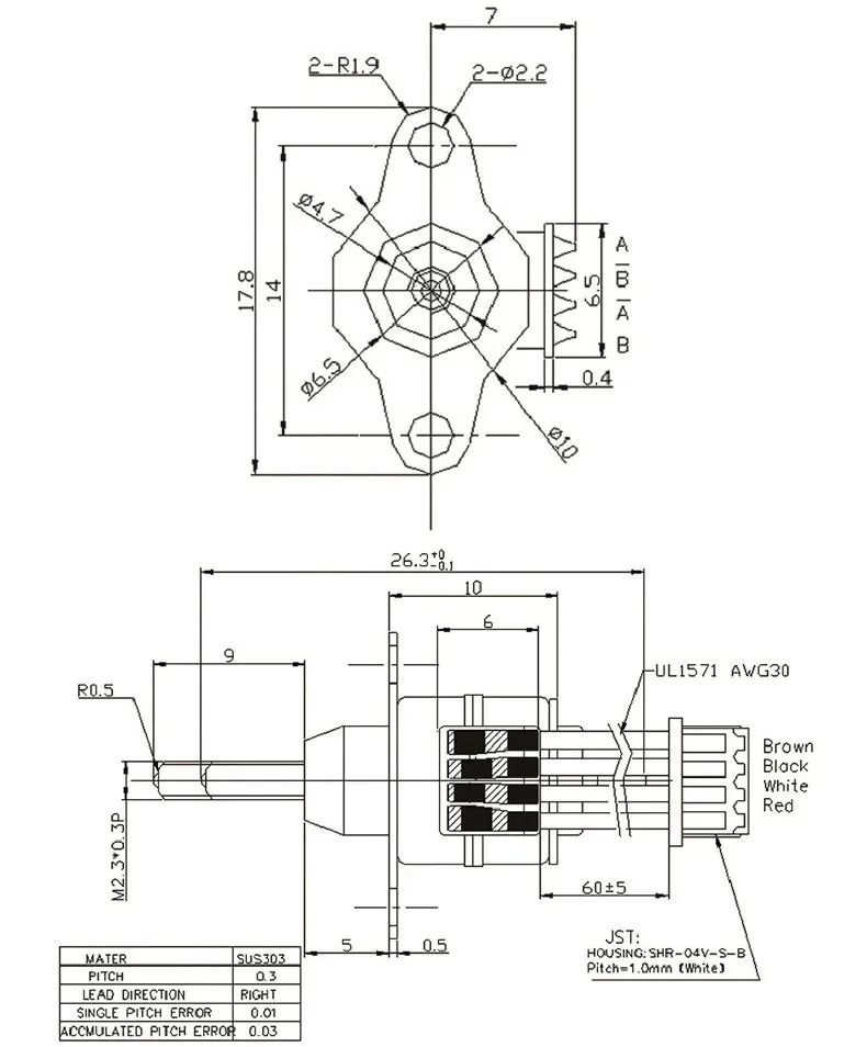 dc 5v motor de passo precioso ni10 05
