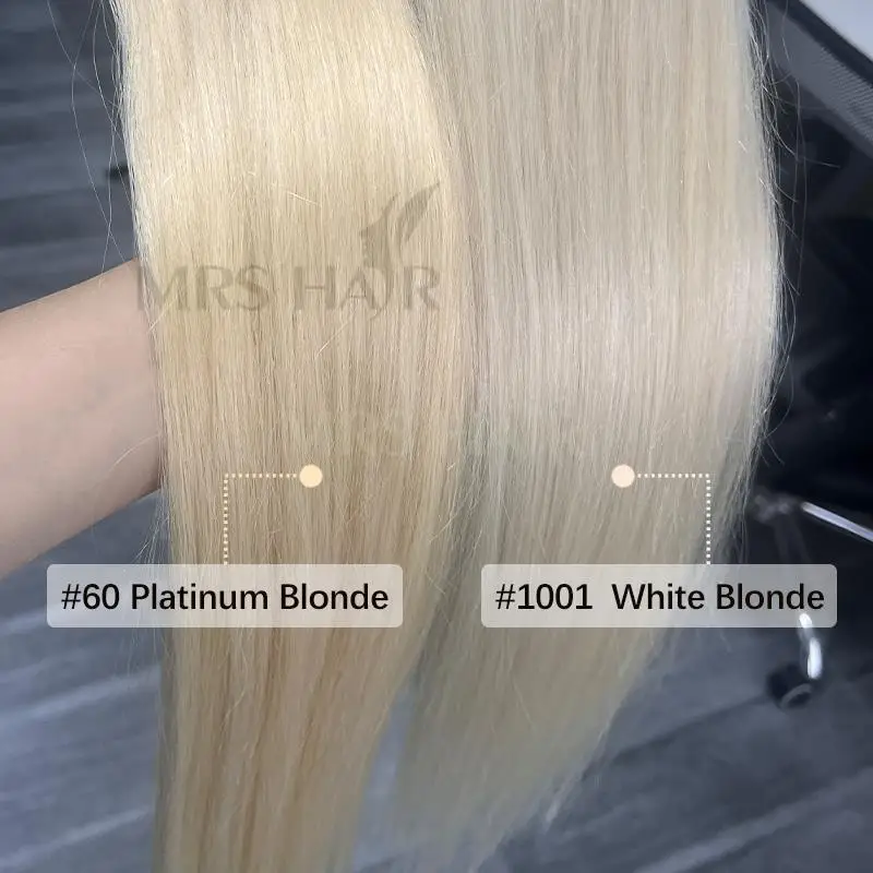 White Blonde #1001 Clip In Hair Extension Human Hair Extensions Natural Real Hair 7pcs/set Clip-On Hair Full Head 14